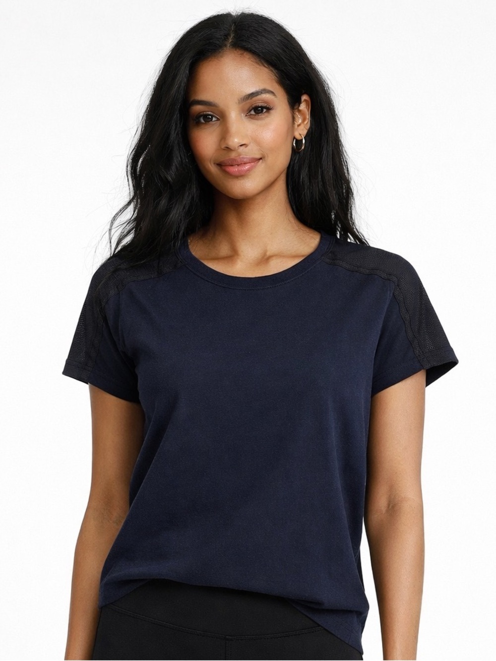 Kit and Ace Navy Contrast Panel T‑Shirt Size 4